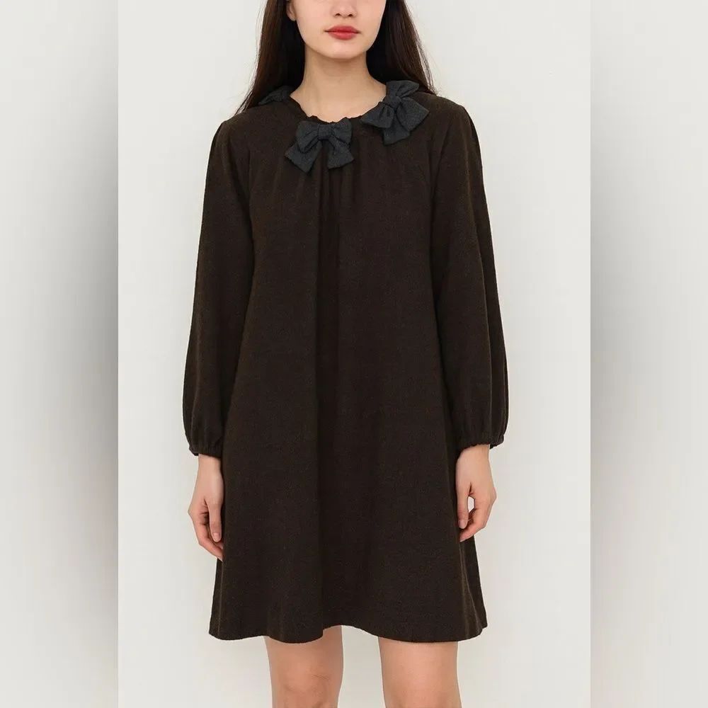 Marc By Marc Jacobs Vintage Brown Wool Blend Long Sleeve Dress Size M